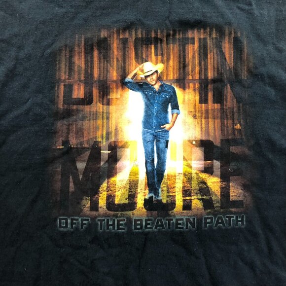 Gildan Mens T-Shirt Size XL Justin Moore Off The Beaten Path Graphic Tee Black - Picture 4 of 10